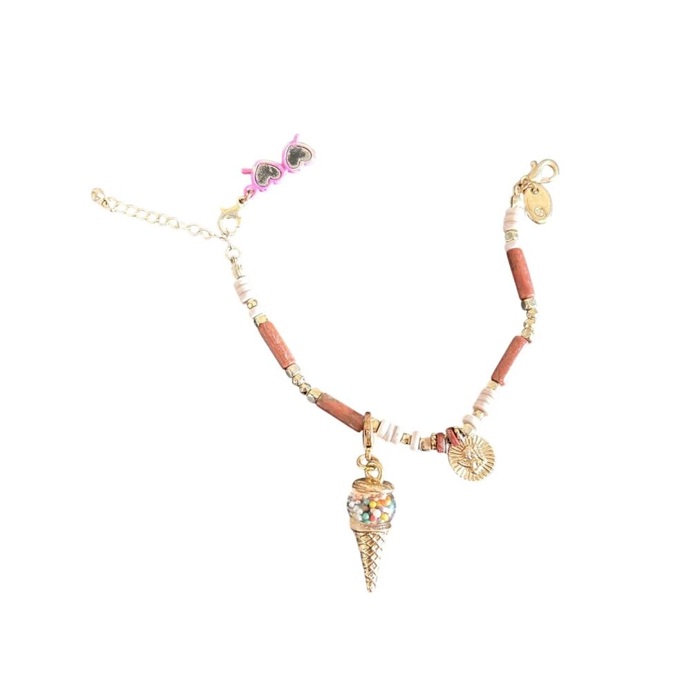 Hipanema Bonzina Gold bracelet With Ice Cream Cone Charm